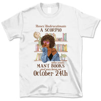 (Custom Your Birthday) Scorpio Book Lovers Personalized November Birthday Gift For Her Custom Birthday Gift Black Queen Customized October Birthday T-Shirt Hoodie Dreameris