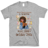 (Custom Your Birthday) Scorpio Book Lovers Personalized November Birthday Gift For Her Custom Birthday Gift Black Queen Customized October Birthday T-Shirt Hoodie Dreameris