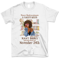 (Custom Your Birthday) Sagittarius Book Lovers Personalized November Birthday Gift For Her Custom Birthday Gift Black Queen Customized December Birthday T-Shirt Hoodie Dreameris