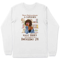 (Custom Your Birthday) Capricorn Book Lovers Personalized January Birthday Gift For Her Custom Birthday Gift Black Queen Customized December Birthday T-Shirt Hoodie Dreameris