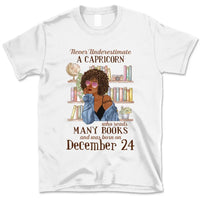 (Custom Your Birthday) Capricorn Book Lovers Personalized January Birthday Gift For Her Custom Birthday Gift Black Queen Customized December Birthday T-Shirt Hoodie Dreameris