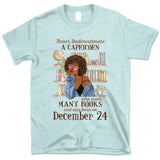 (Custom Your Birthday) Capricorn Book Lovers Personalized January Birthday Gift For Her Custom Birthday Gift Black Queen Customized December Birthday T-Shirt Hoodie Dreameris