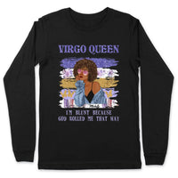 Virgo Personalized God Rolled Me September Birthday Gift For Her Custom Birthday Gift Black Queen Customized August Birthday T-Shirt Hoodie Dreameris