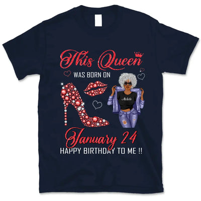 (Custom Birth Date) Personalized April Birthday Gift For Her Custom Birthday Gift Black Queen Customized April Birthday T-Shirt Hoodie Dreameris