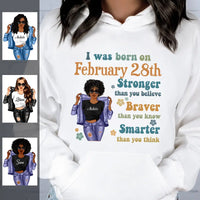 (Custom Birth Date) Retro Personalized February Birthday Gift For Her Custom Birthday Gift Black Queen Customized February Birthday Shirt February Girl Hoodie Dreameris