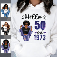 (Custom Age & Year) Turning 50 Birthday Gift 50th Birthday Gifts Custom 1973 Personalized 50th Birthday Shirts For Her Hoodie Dreameris