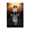 Matte Canvas (1.25") - Saint Bernard Dog Water Reflection Dog Lover Poster Canvas 24x36