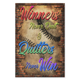 baseball winneres never quilt quitters never win - Matte Canvas - Dreameris