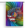 FF Imagine All The People Living Life In Peace Hippie With American Flag Mixed Flower Garden Flag/House Flag/Yard Sign - Dreameris