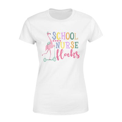 Back To School Tshirt School Nurse Flock Flamingo - Premium Women's T-shirt - Dreameris