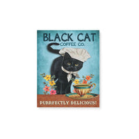 Black cat coffee co purrfectly delicious -Matte Canvas - Dreameris