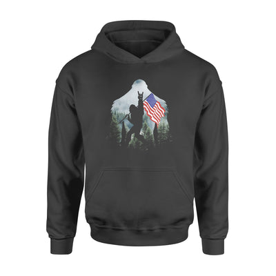 Bigfoot Hold America Flag Forest - Standard Hoodie - Dreameris