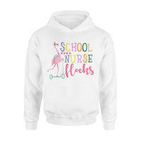 Back To School Tshirt School Nurse Flock Flamingo - Standard Hoodie - Dreameris