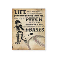 Baseball lovers life will always throw curves -Matte Canvas - Dreameris