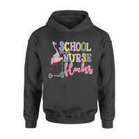 Back To School Tshirt School Nurse Flock Flamingo - Standard Hoodie - Dreameris