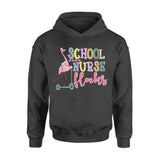 Back To School Tshirt School Nurse Flock Flamingo - Standard Hoodie - Dreameris