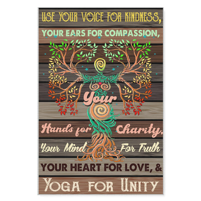 Use Your Voice For Kindness Yoga For Unity - Matte Canvas - Dreameris