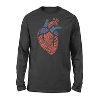 Anatomical Heart Shirt Parts Of Heart Cardiac Nurse - Standard Long Sleeve - Dreameris