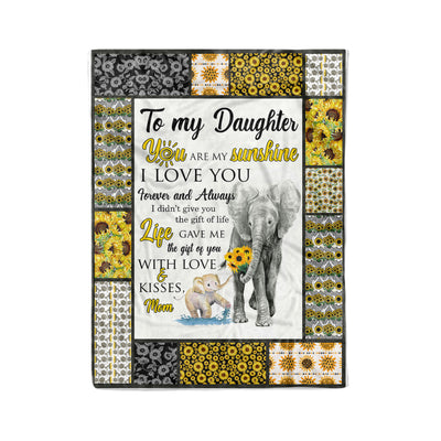 To My Daughter Elephant & Sunflower The Gift Of You Gift From Mom - Fleece Blanket - Dreameris
