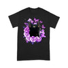 Premium T-shirt - Black Cat With Purple Rose Butterflies - Dreameris