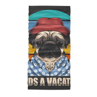 Pug Dog Need Vacation retro neck gaiters  - Neck Gaiter - Dreameris