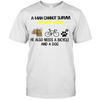 A Man Cannot Survive On Beer Alone He Also Needs A Bicycle And A Dog Gift T-shirt - Dreameris