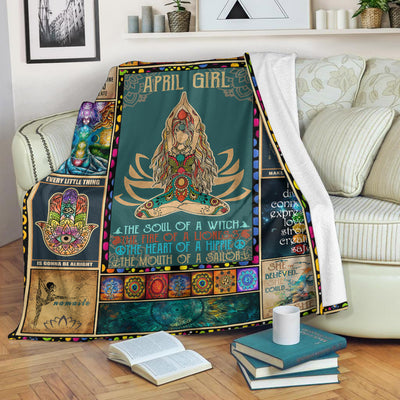 [Dreameris] April Girl The Soul Of Mermaid Yoga Namaste Fleece Blanket - Dreameris
