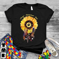 Autism Sunflower Accept Understand Love Awareness Cotton T Shirt - Dreameris