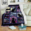 Black Cat Moon Tree Branch Colorful Pattern Fancy Fleece/Sherpa Blanket - Dreameris