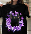 Black Cat With Purple Rose Butterflies Gift Standard/Premium T-Shirt - Dreameris