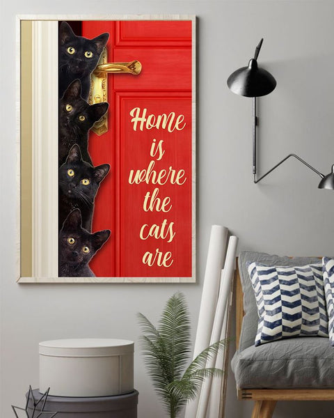 Black Cats Home Is Where The Cats Are Canvas - Dreameris