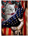 British Cat American Flag  Gift For Cat Lovers Fleece/Sherpa Blanket - Dreameris