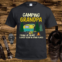 Camping Grandpa Young At Heart Slightly Older In Other Places Cotton T-Shirt - Dreameris