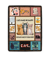 Cats Make Me Happy Gift For Cat Lovers Fleece/Sherpa Blanket - Dreameris