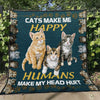 Cats Make Me Happy Human Make My Head Hurt Cute Cat Kitten Fleece/Sherpa Blanket - Dreameris