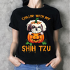 Chilling With My Shih Tzu Gift Men Women Dog Lovers T shirt - Dreameris