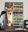 Corgi Lovers I Cannot Find Any Works To Explain How Much Having You In My Life Means To Me Poster/Matte Canvas - Dreameris