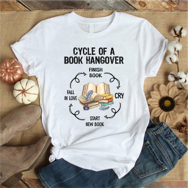 Cycle Of A Book Hangover Gift Men Women Book Lover T-shirt - Dreameris