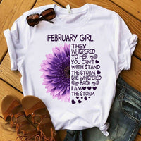 February Girl They Whispered To Her You Can't Withstand The Storm Daisy Flower Birthday Gift Standard/Premium Women T-Shirt Hoodie - Dreameris