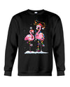 Flamingoes With Christmas Led Gift For Christmas Gift For Friends Standard Crew Neck Sweatshirt - Dreameris