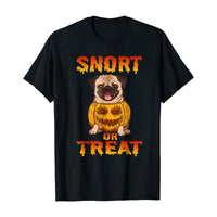 Funny Pug Pumpkin Halloween Snort Or Treat Gift Dog Lovers T-shirt - Dreameris