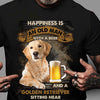 Happiness Is An Old Man And A Golden Retriever Sitting Near Gift Standard/Premium T-Shirt - Dreameris