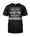 I Live On The Corner Of Funny Street And Silly Road In Crazy Town Which Is In Psycho Valley Standard T-Shirt - Dreameris