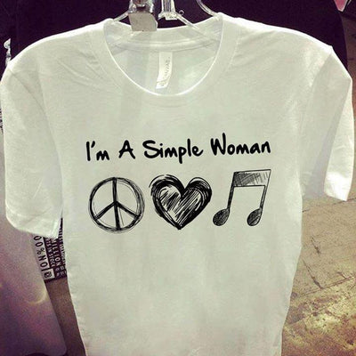 Im A Simple Woman Hippie Love Music Cotton T Shirt - Dreameris