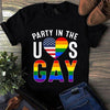 Lbgt Flag Party In The Us Gay Heart Shaped Cotton T Shirt - Dreameris
