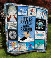 Life Is Better With Skiing Gifts For Skiers Fleece/Sherpa Blanket - Dreameris