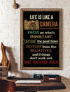 Life Is Like A Camera Focus On What's Important The Good Times Develop From The Negatives Poster/Matte Canvas - Dreameris