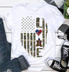 Love American Flag Army Pattern Design Cotton T Shirt - Dreameris