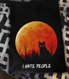 Moon Black Cat I Hate People Standard Men T-shirt - Dreameris