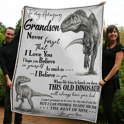 My Amazing Grandson Dinosaurs Believe In Yourself Gift From Nana Fleece Blanket-Sherpa Blanket - Dreameris